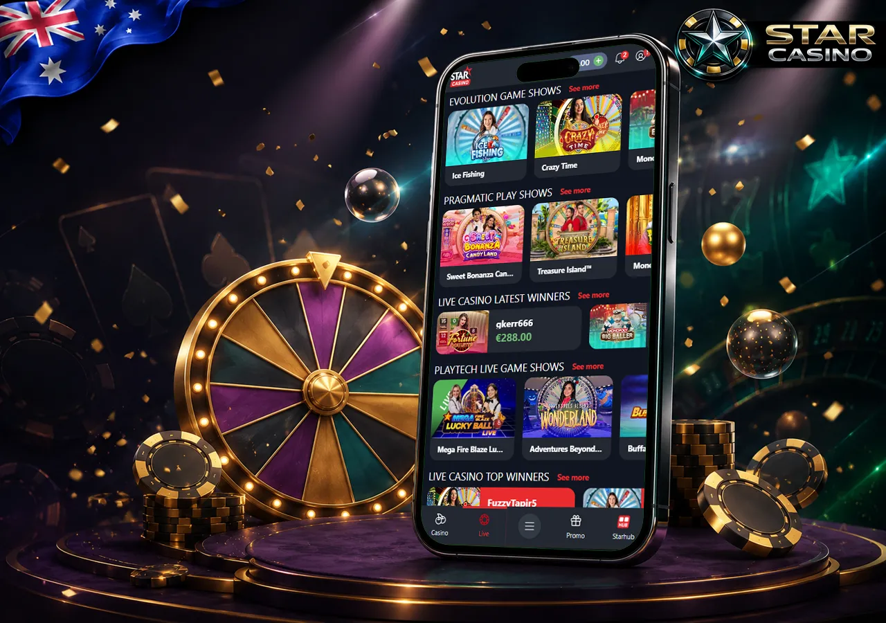 Casino game shows with prize wheel, multipliers and entertainment theme