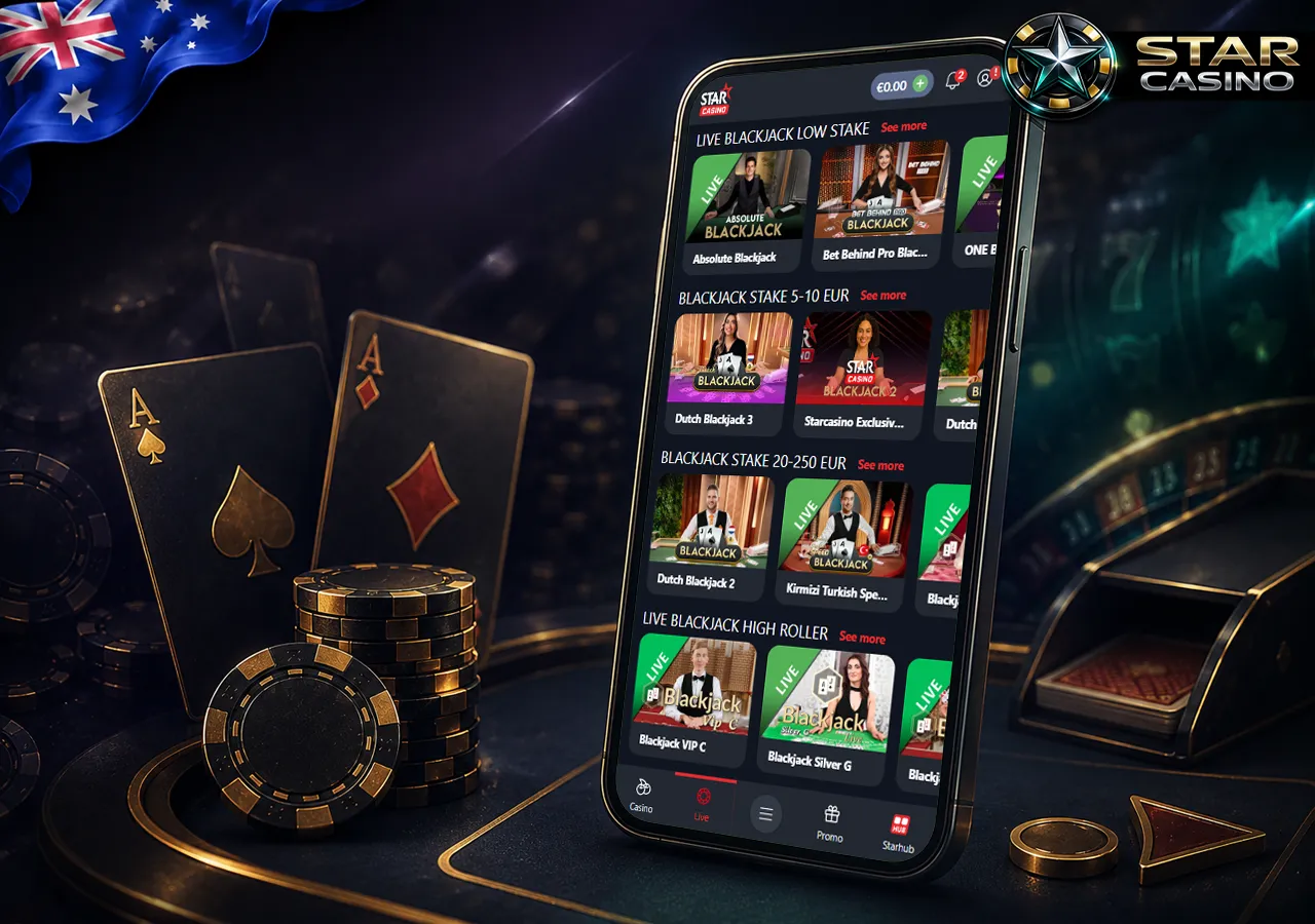 Blackjack on mobile with playing cards, chips and premium table layout